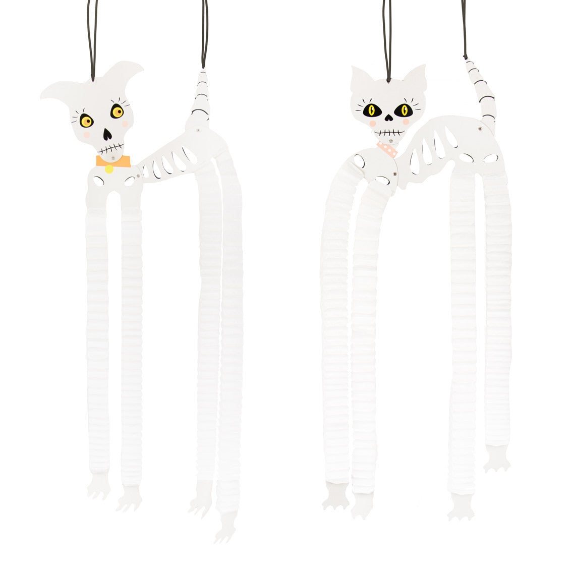 Halloween Skeleton Pets Paper Hanging Decorations - 2 Pack