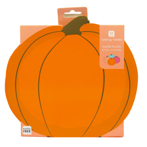 Halloween Pumpkin Paper Plates - 8 Pack