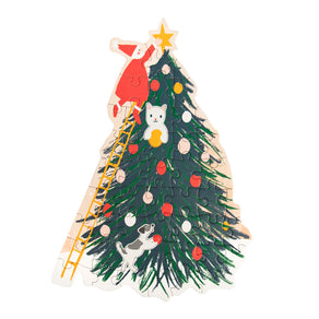 Craft with Santa Christmas Tree Shaped Puzzle