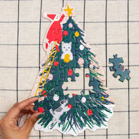 Craft with Santa Christmas Tree Shaped Puzzle