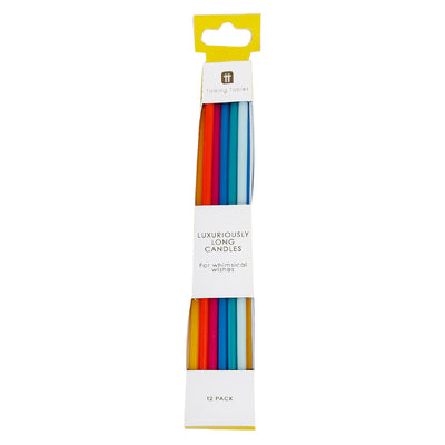 Rainbow Long Birthday Candles - 12 Pack | Cake Candles |