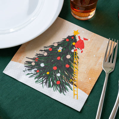 Santa Christmas Tree Paper Napkins - 20 Pack | Christmas Napkins |