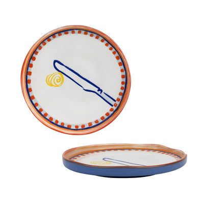 Butter Curl Design Blue Ceramic Side Plate - 18cm | Kitchenware |