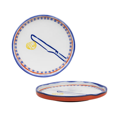 Butter Curl Design Red Ceramic Side Plate - 18cm | Kitchenware |