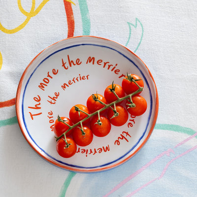 "The More The Merrier" Design Blue Ceramic Side Plate - 18cm | Kitchenware |
