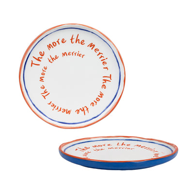 "The More The Merrier" Design Blue Ceramic Side Plate - 18cm | Kitchenware |
