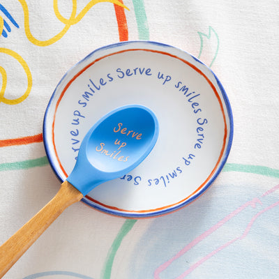 "Serve Up Smiles" Design Red Ceramic Side Plate - 18cm | Kitchenware |