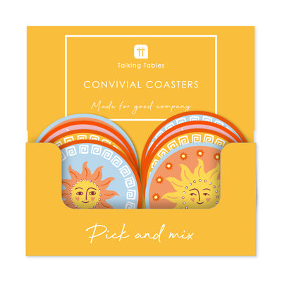 Sun Design Coasters - Mixed Display - 20 Units | Summer Gifts |