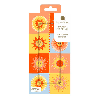 Sun Long Lunch Paper Napkins - 8 Pack Display | Summer Napkins |