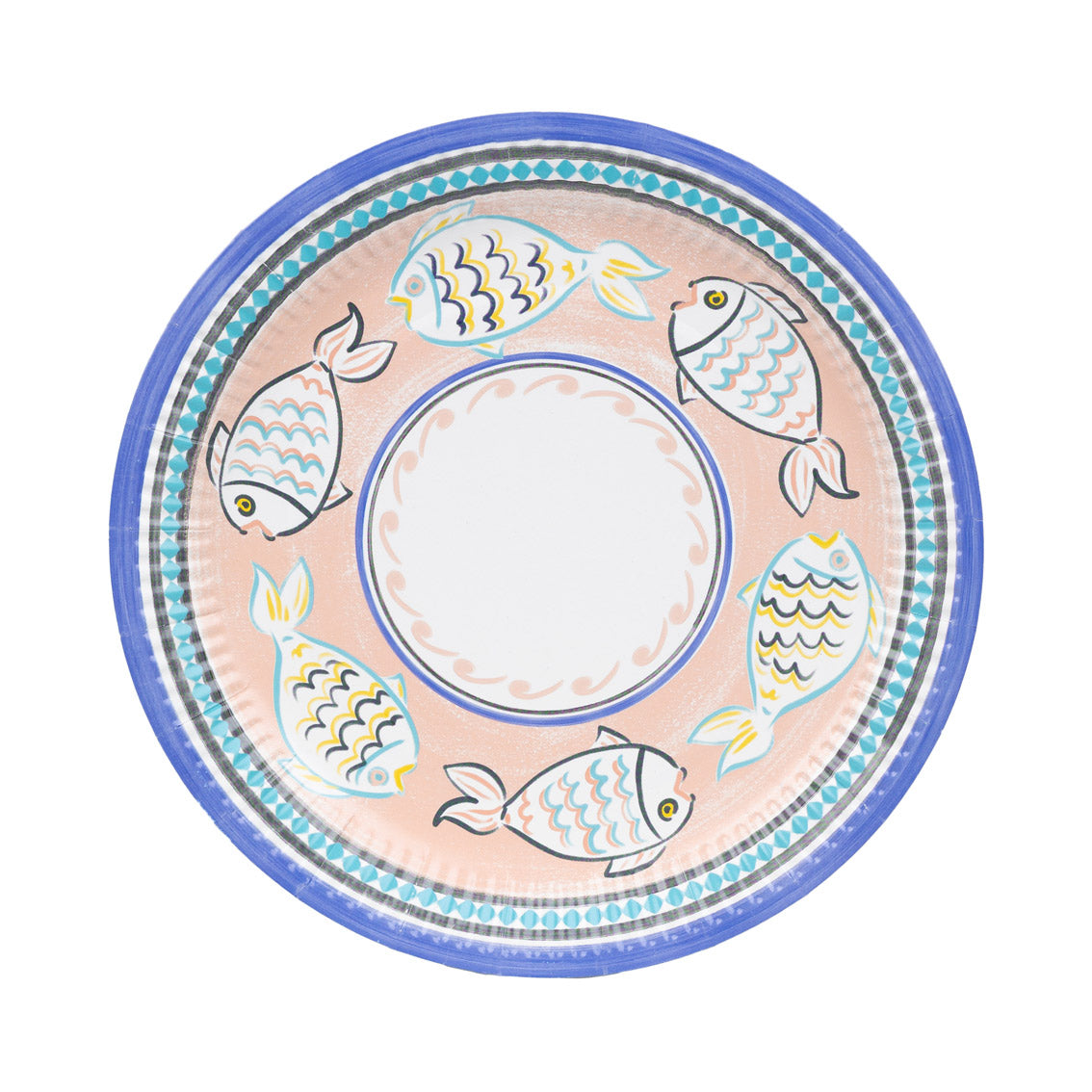 Blue and Orange Souk Fish Paper Plates