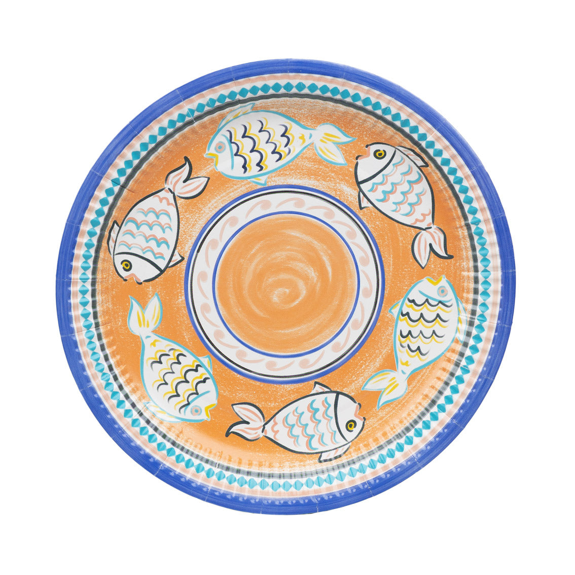 Blue and Orange Souk Fish Paper Plates