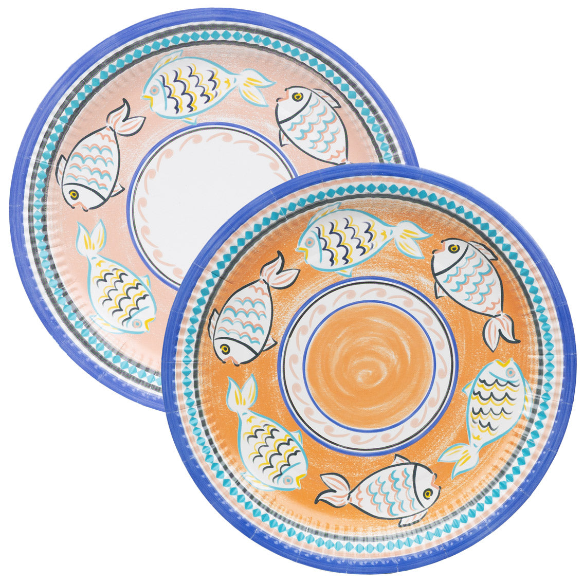 Blue and Orange Souk Fish Paper Plates