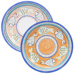 Blue and Orange Souk Fish Paper Plates