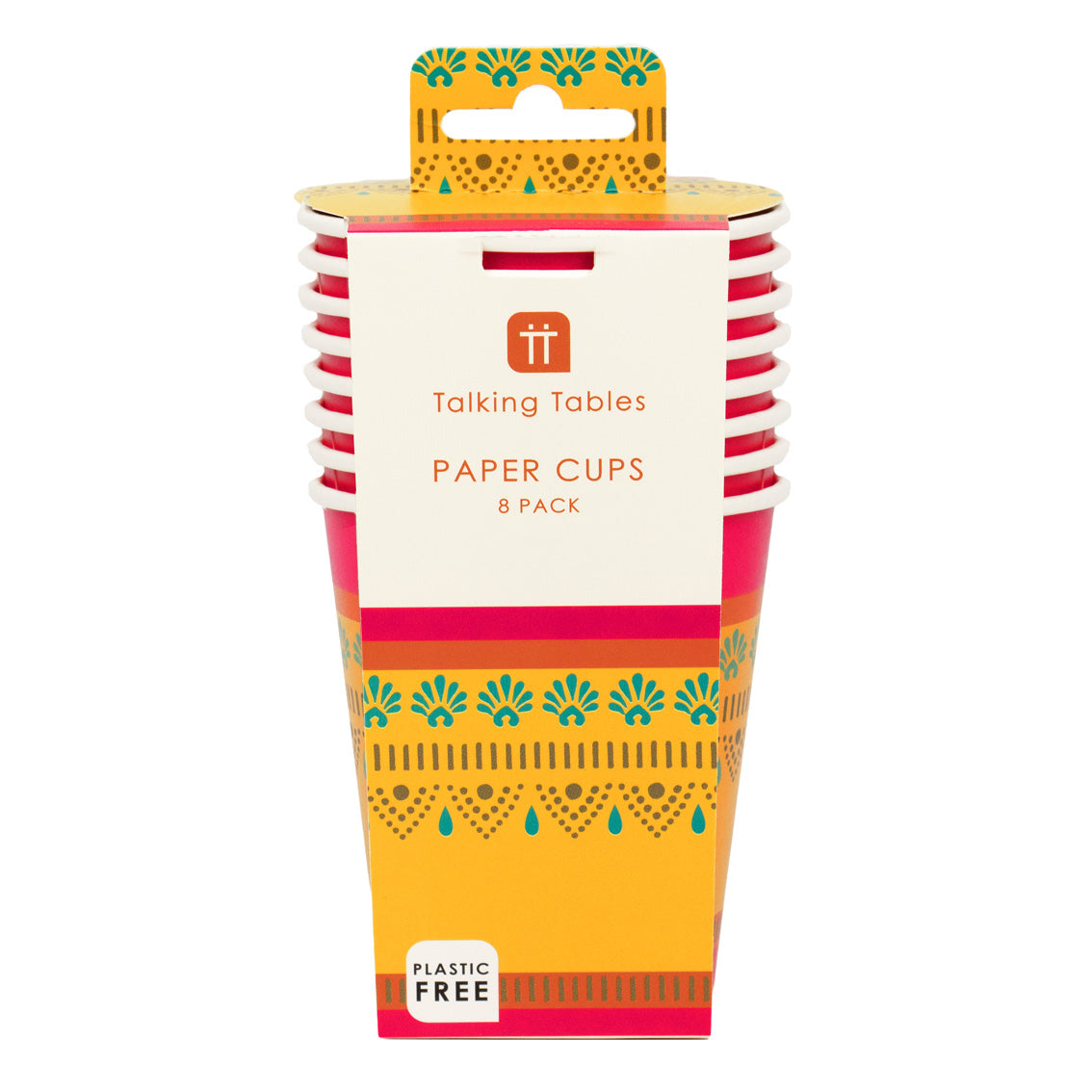 Spice Pink, Yellow & Orange Paper Cups - 8 Pack