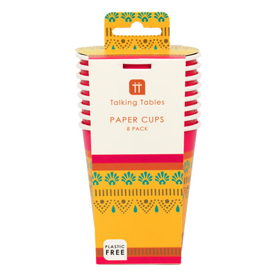 Spice Pink, Yellow & Orange Paper Cups - 8 Pack
