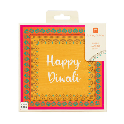 Spice Yellow 'Happy Diwali' Paper Napkins - 20 Pack