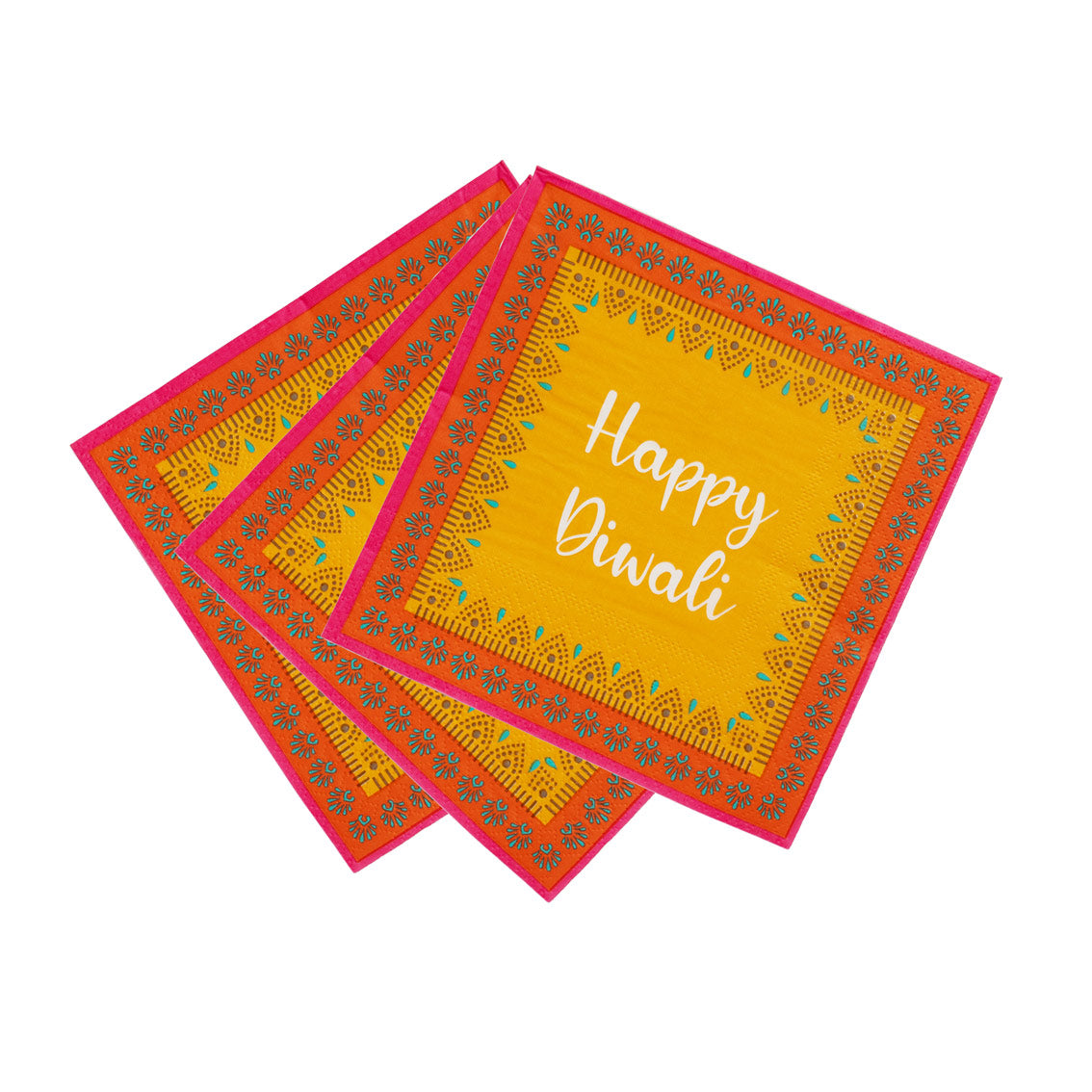 Spice Yellow 'Happy Diwali' Paper Napkins - 20 Pack