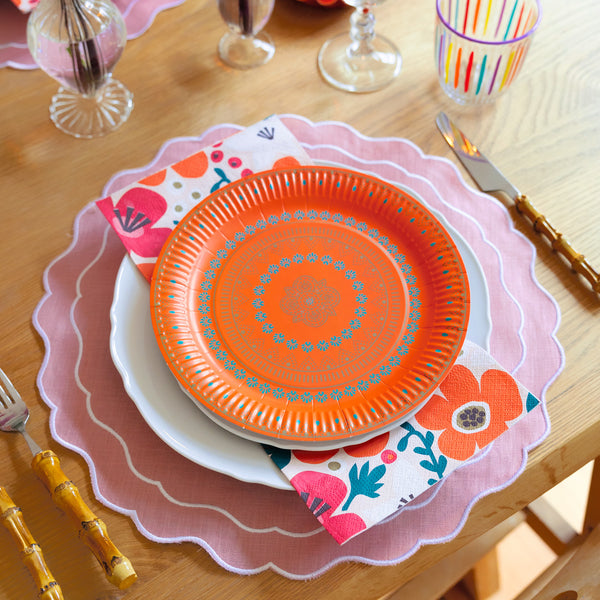 Spice Orange & Pink Paper Plates - 12 Pack