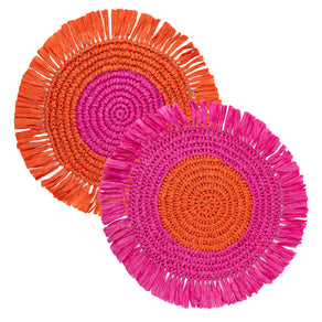 Pink & Orange Paper Raffia Placemats 