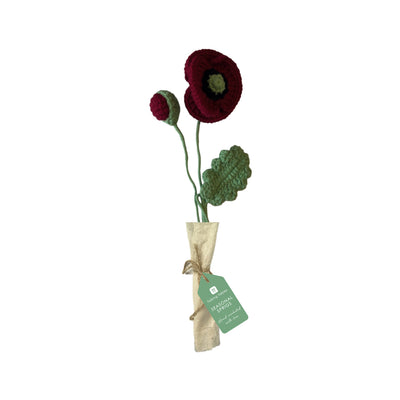 Red Poppy Crochet Sprigs - 18cm - 2 Pack | Home Decor |