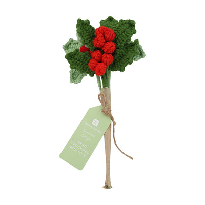 Botanical Holly Christmas Crochet Sprigs - 3 Pack