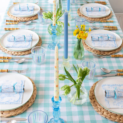 Bon Appetit Mint Green & White Fabric Gingham Tablecloth