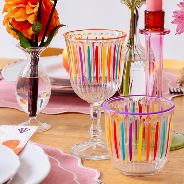 Bright Striped Wine Glass - 6 Pack