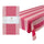 Pink striped tablecloth on a white background