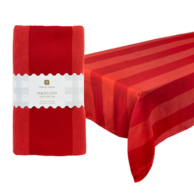 Red Stripe Cotton XL Tablecloth - 160cm x 250cm | Everyday |