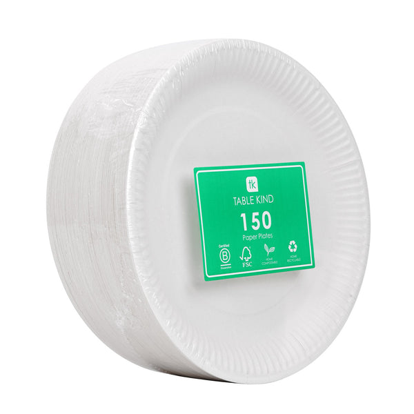 Table Kind White Paper Plates - 150 Pack