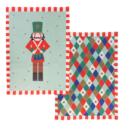 Nutcracker Harlequin Christmas Tea Towel | Kitchenware |