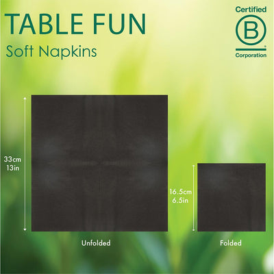 Talking Tables Black Paper Napkins - 100 Pack | Everyday Napkins |