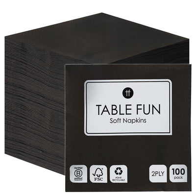 Talking Tables Black Paper Napkins - 100 Pack