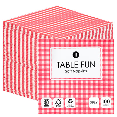 Talking Tables Red Gingham Paper Napkins - 100 Pack