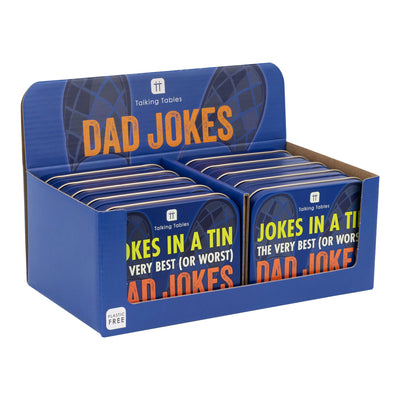 Dad Jokes in a Tin - 100 Cards, 10 Packs Display | Fathers Day Gifts |