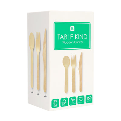 Table Kind Wooden Cutlery - 150 Pack