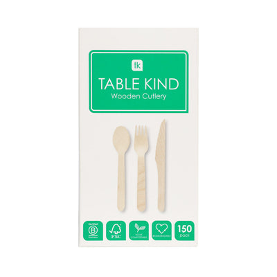 Table Kind Wooden Cutlery - 150 Pack