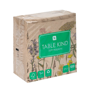 Table Kind Brown Meadow Paper Napkins - 100 Pack