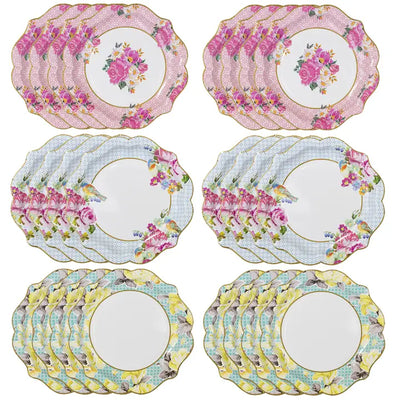 Floral Paper Plates - 24 Pack | Tea Party Decor |