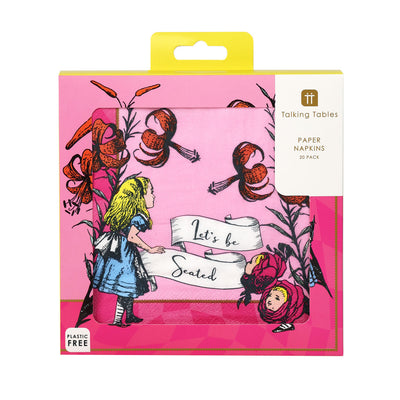 Alice in Wonderland Bright Pink Paper Napkins - 20 Pack