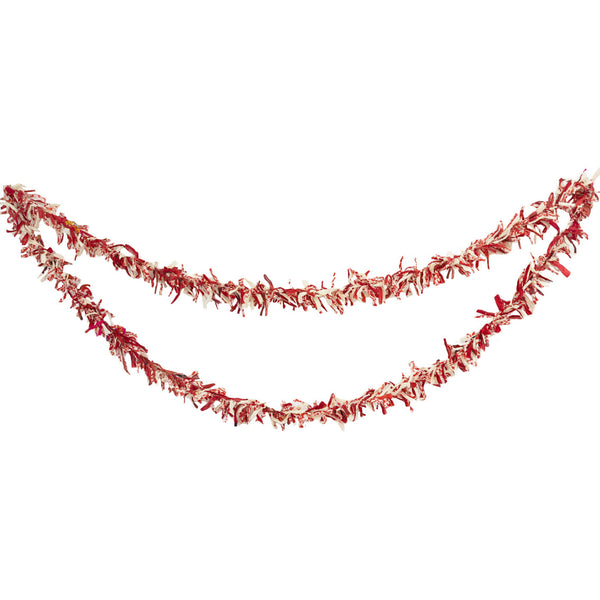 Twilight Red & White Upcycled Fabric Tinsel - 3m