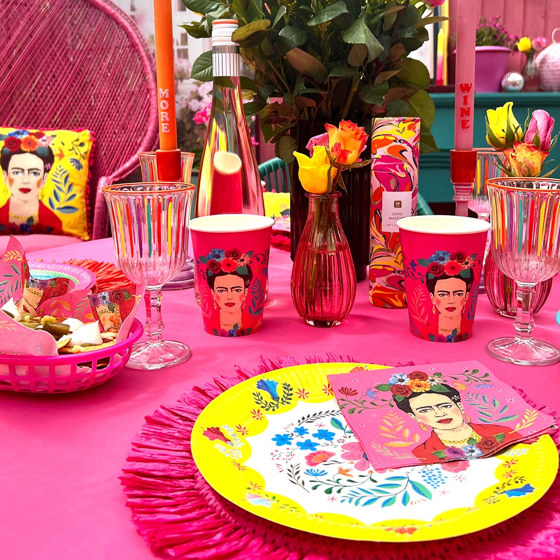 Pink Frida Kahlo Party Cups - 8 Pack