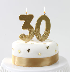 Gold Glitter Number Candle - 3