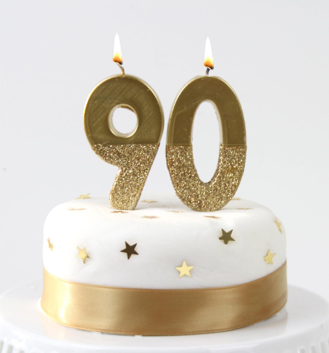 Gold Glitter Number Candle - 9