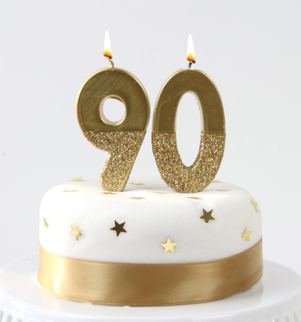Gold Glitter Number Candle - 9