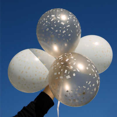 Image - White and Gold Confetti Balloons