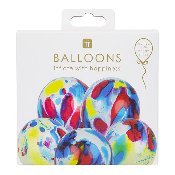 Marble Colourful Balloons - 5 Pack