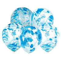 Marble Blue Balloons - 5 Pack