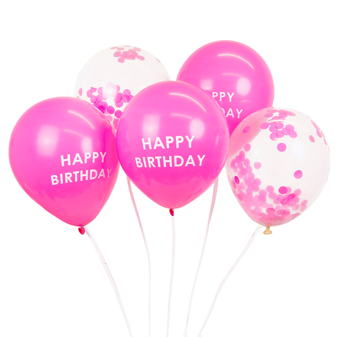 Pink Happy Birthday Confetti Balloons