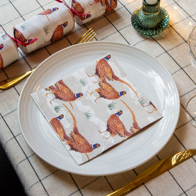 Botanical Pheasant Recyclable Christmas Napkins - 20 Pack